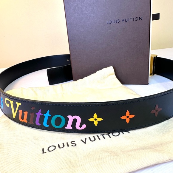 Louis Vuitton Monogram New Wave Black Leather Belt GHW 31.75”-35.75” Box Bag COA - Picture 7 of 12